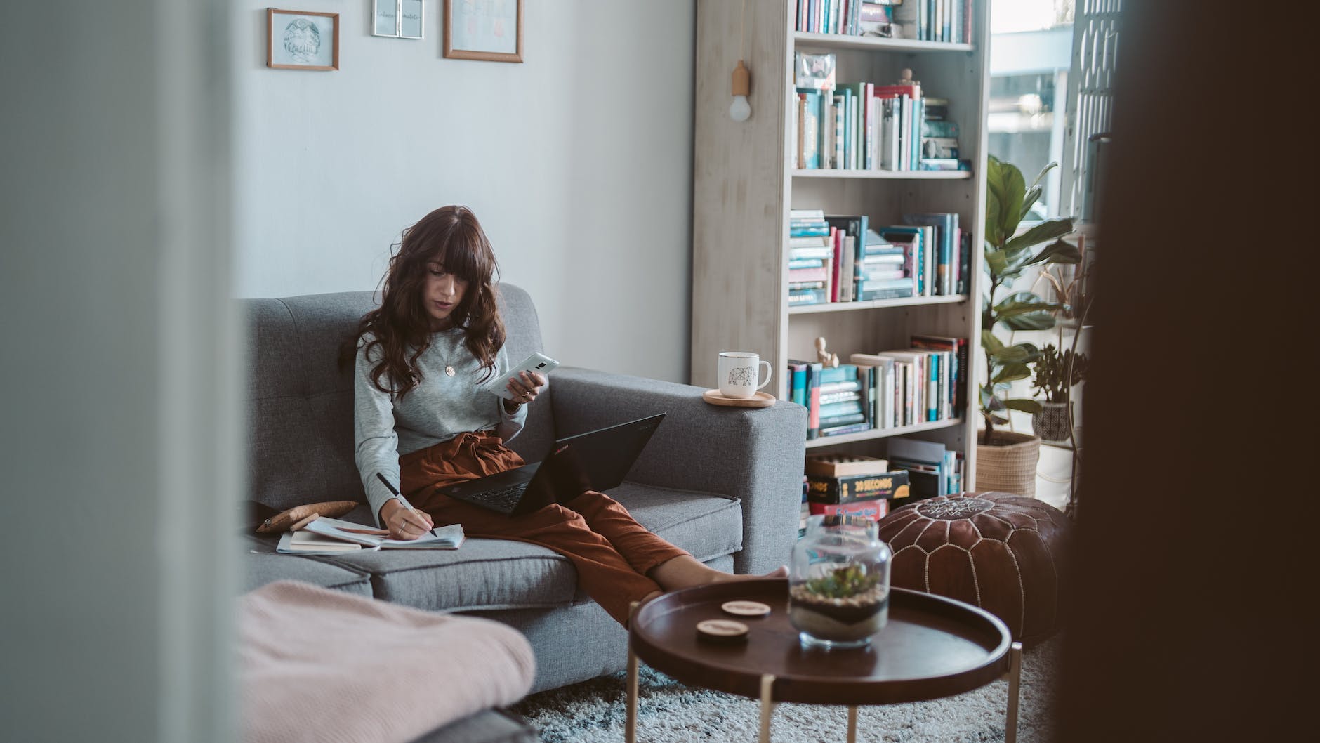 photo of woman sitting on couch, side hustles